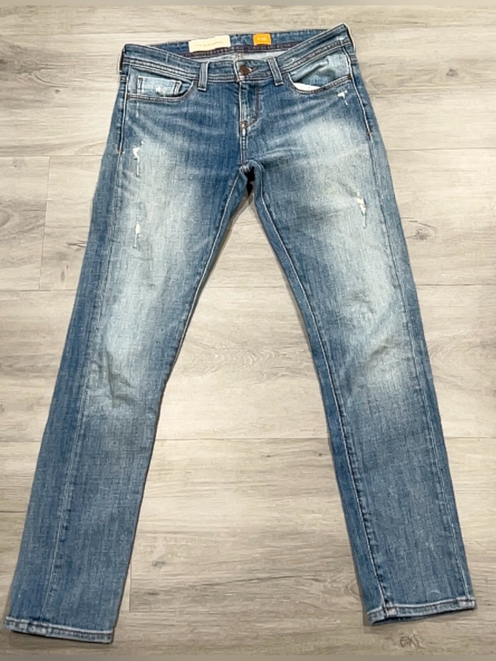 Pilcro and the Letterpress Womens Size 26 Distressed Slim Blue Denim Jeans